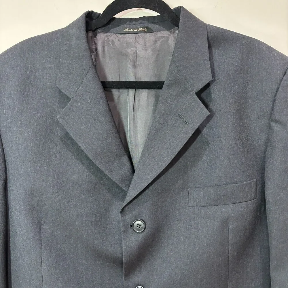 Ermenegildo Zegna Tessuto Charcoal Superfine Wool Blazer Sport Coat Men 56 Italy